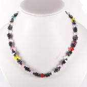 Multi-Color Glass Crystal Beads and Hematite Beads Necklace